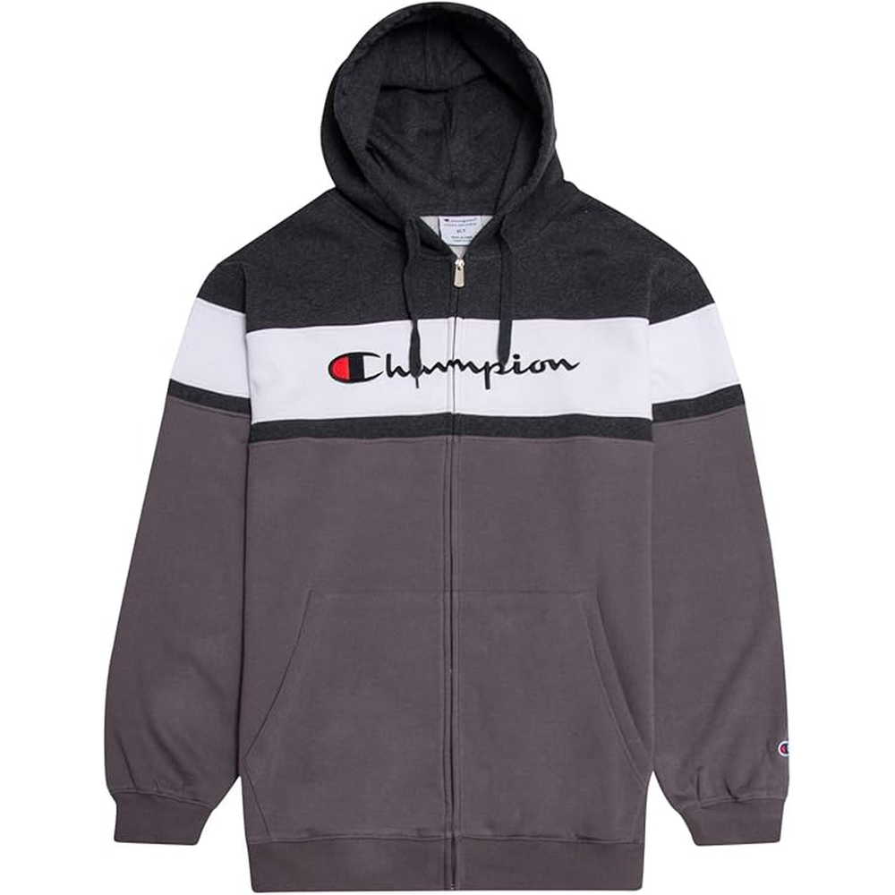 Champion Mens Big and Tall Full Zip Hoodie Classic Embroidered Logo